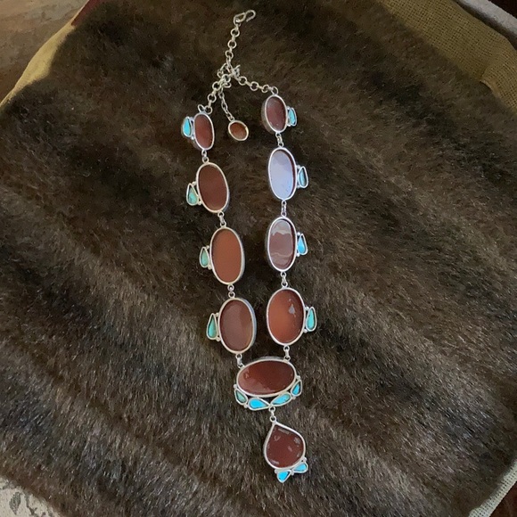 Vintage Carnelian turquoise necklace - Picture 4 of 6